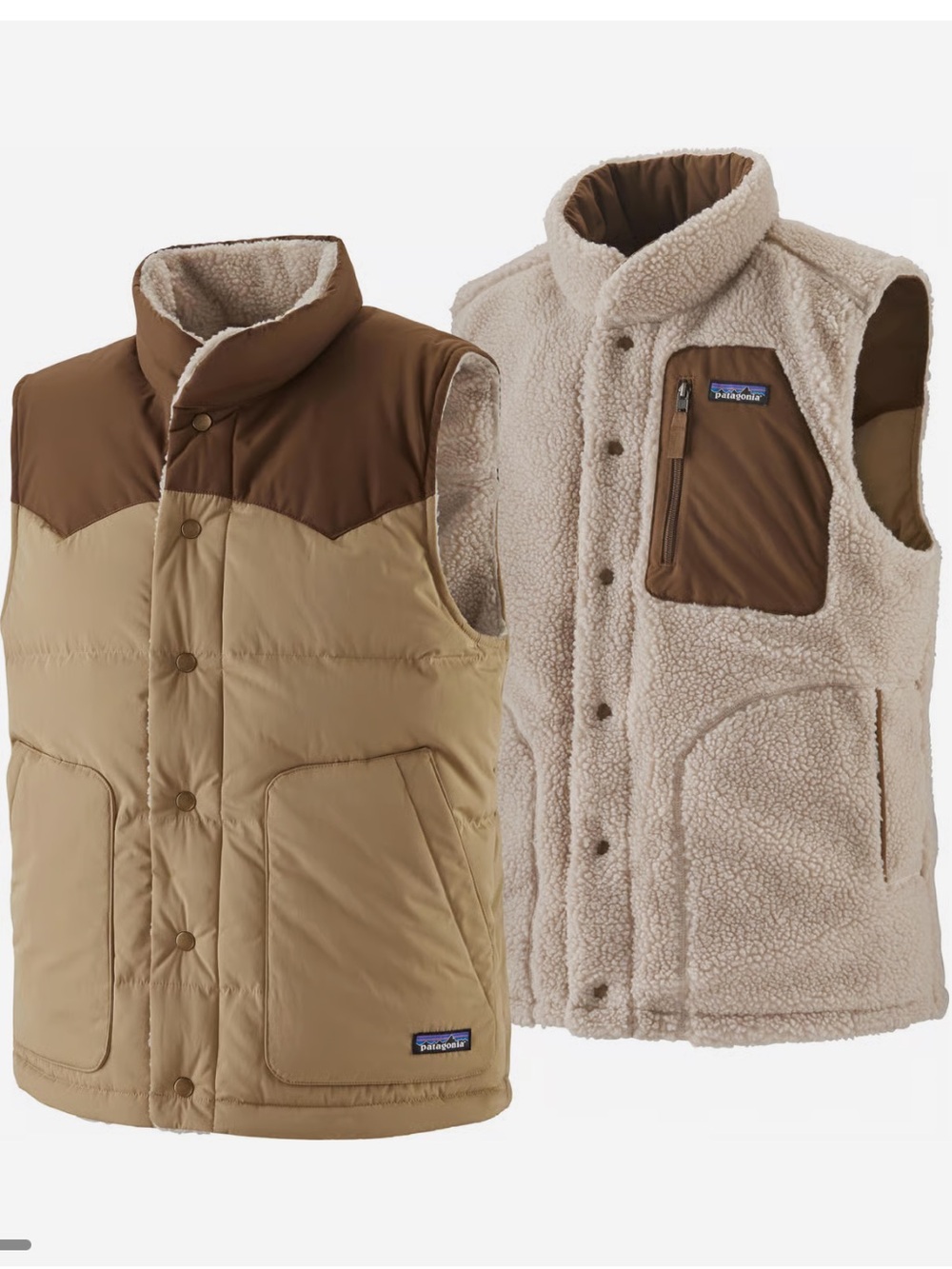 Patagonia Men’s Reversible Vest in Tan and Brown